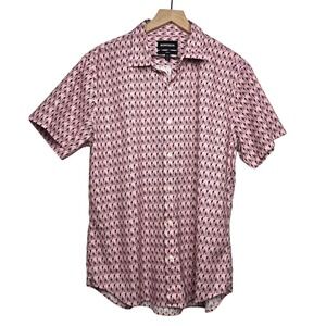 Bonobos Eclectic Grandpa Pink Cockatoo Bird Print Short Sleeve Button Shirt L